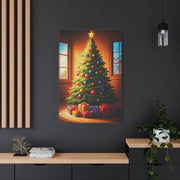 Hand Painted Christmas Tree With Colorful Ornaments Wall Art & Canvas Print