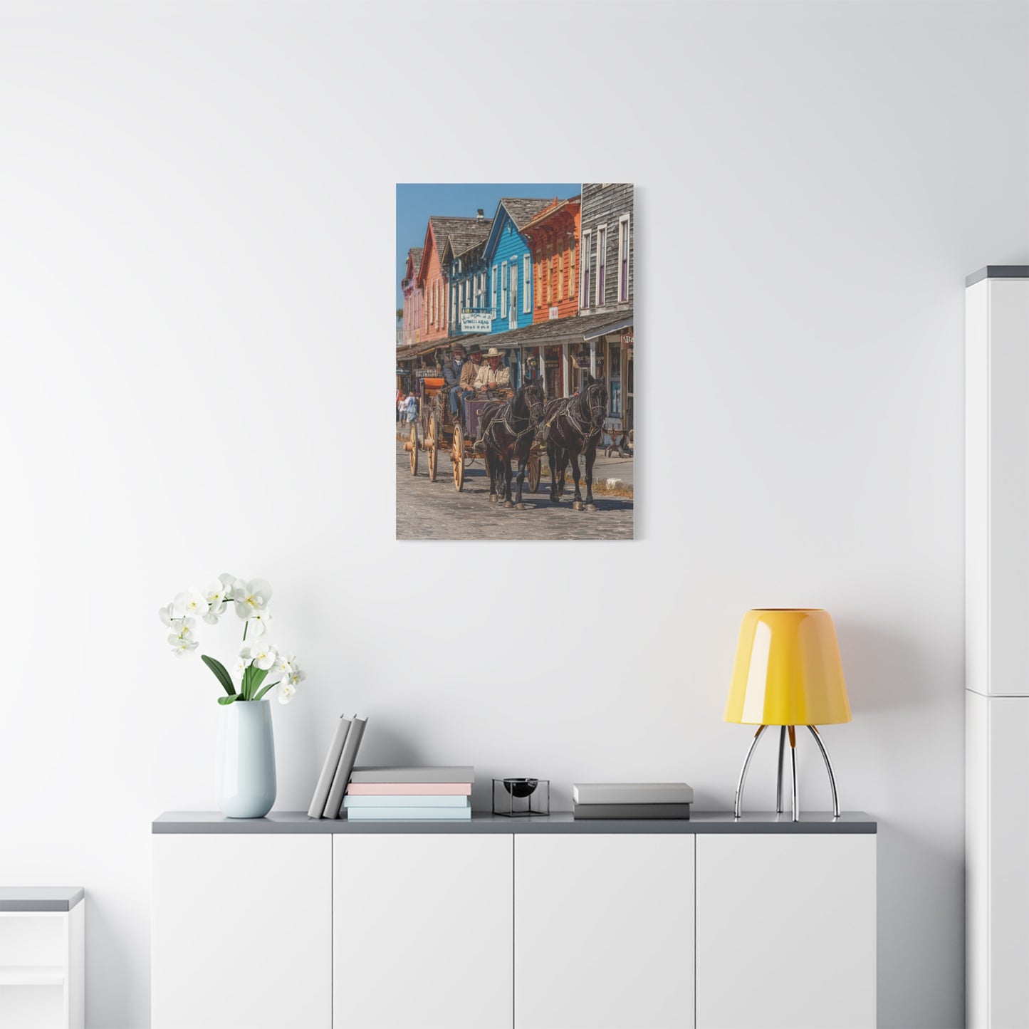 Frontier Stagecoach Arrival Wall Art & Canvas Print