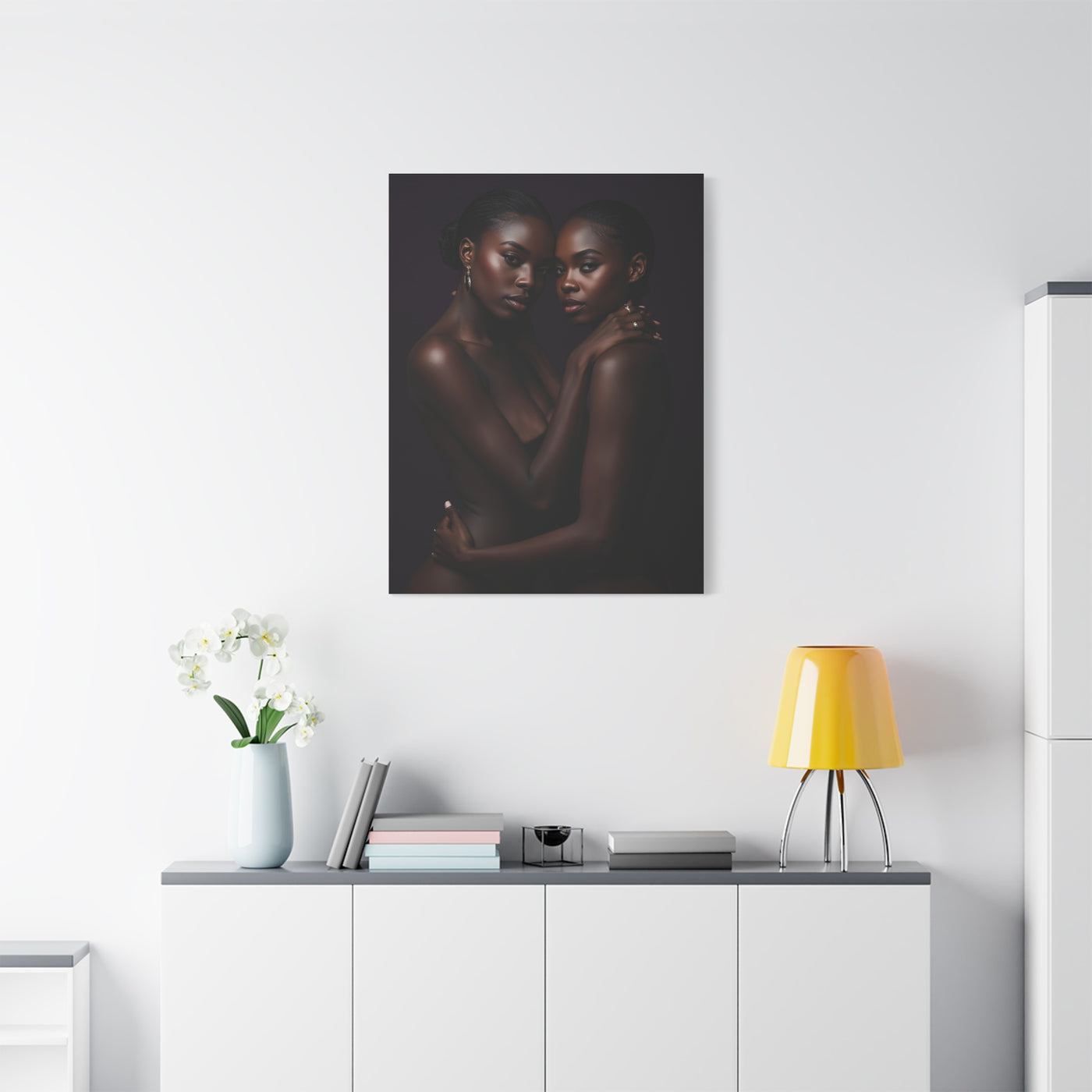 Intimate Dual Portrait Embrace Wall Art & Canvas Print