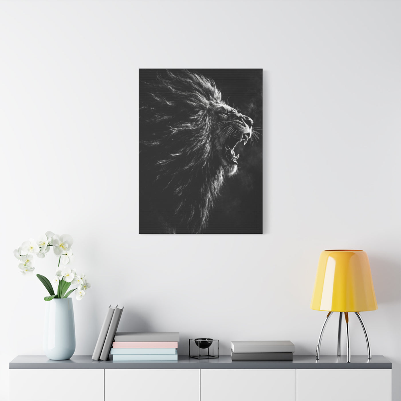 Roaring Lion Monochrome Power Wall Art & Canvas Print