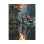 Autumn Forest Deer Reflection Wall Art & Canvas Print