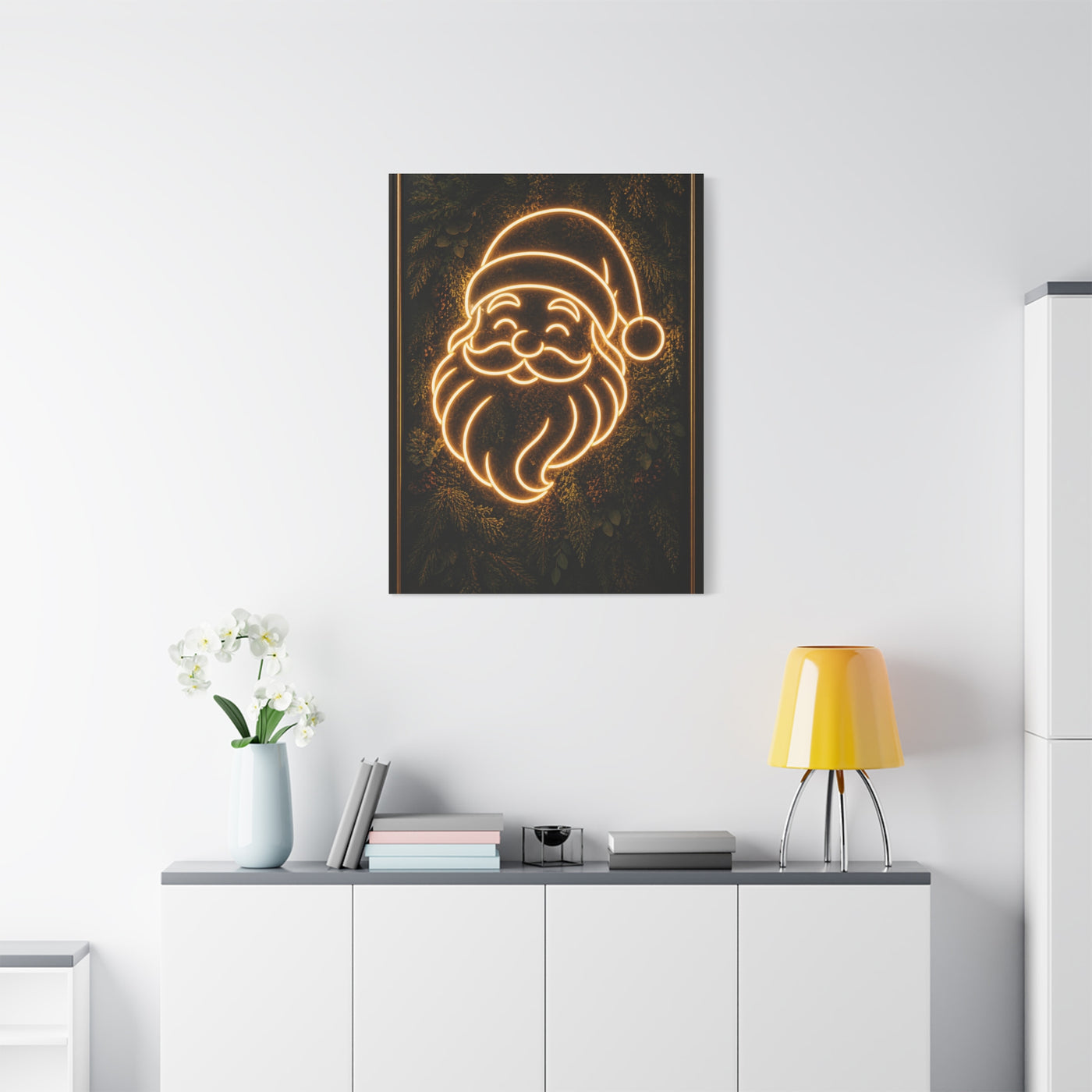 Amber Neon Santa Botanical Wall Art & Canvas Print