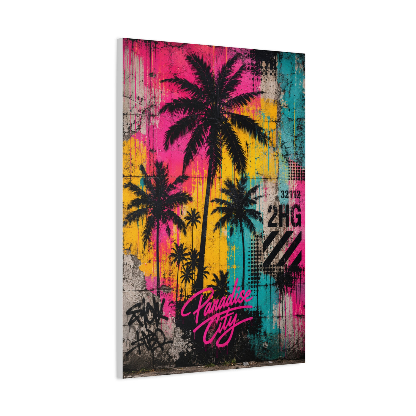 Neon Graffiti Palm Paradise Tropical Wall Art & Canvas Print