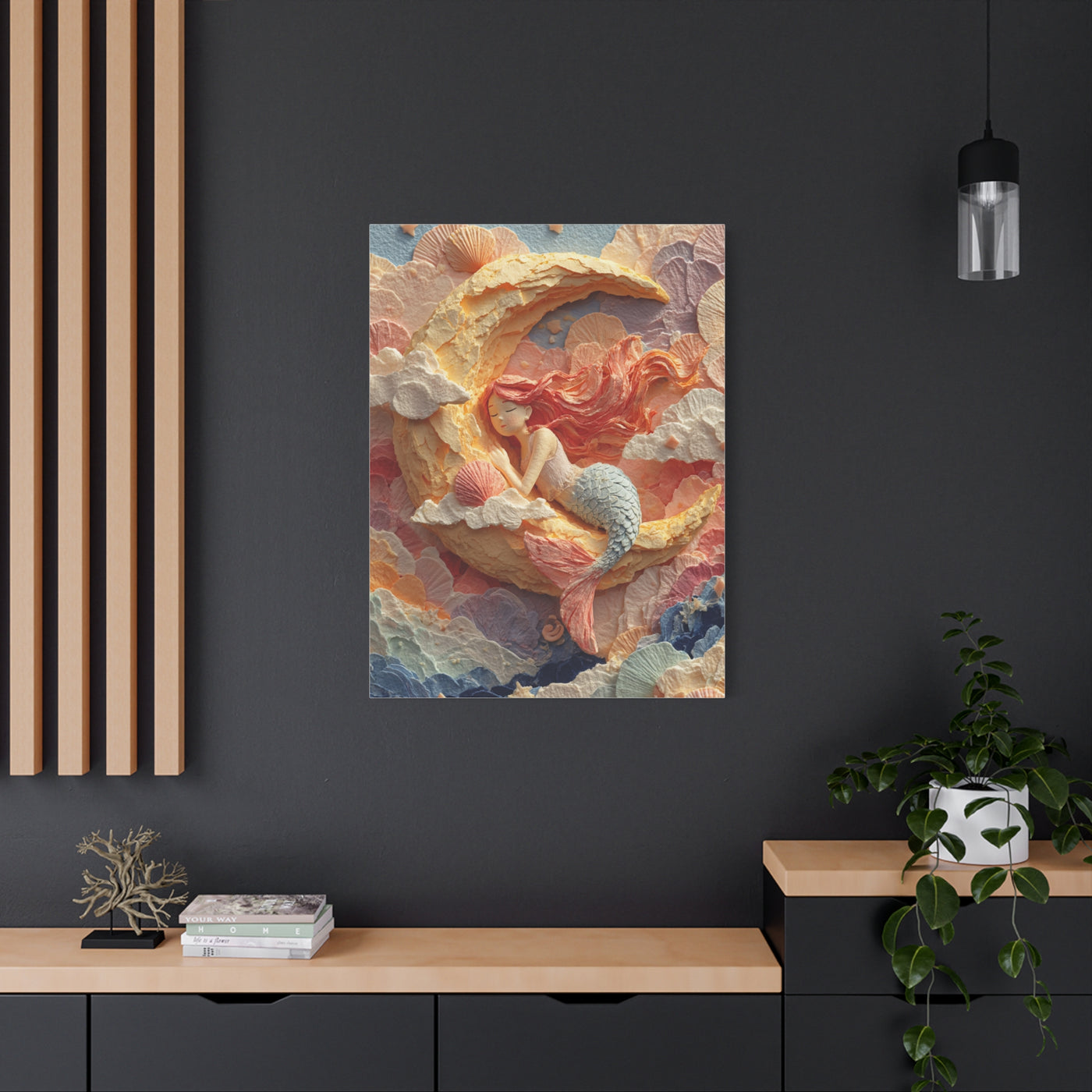 Dreamy Crescent Moon Mermaid Wall Art & Canvas Print