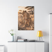 Lioness and Cub Golden Walk Wall Art & Canvas Print