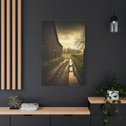 Rain-Soaked Farm Road Beside the Barn Wall Art & Canvas Prints