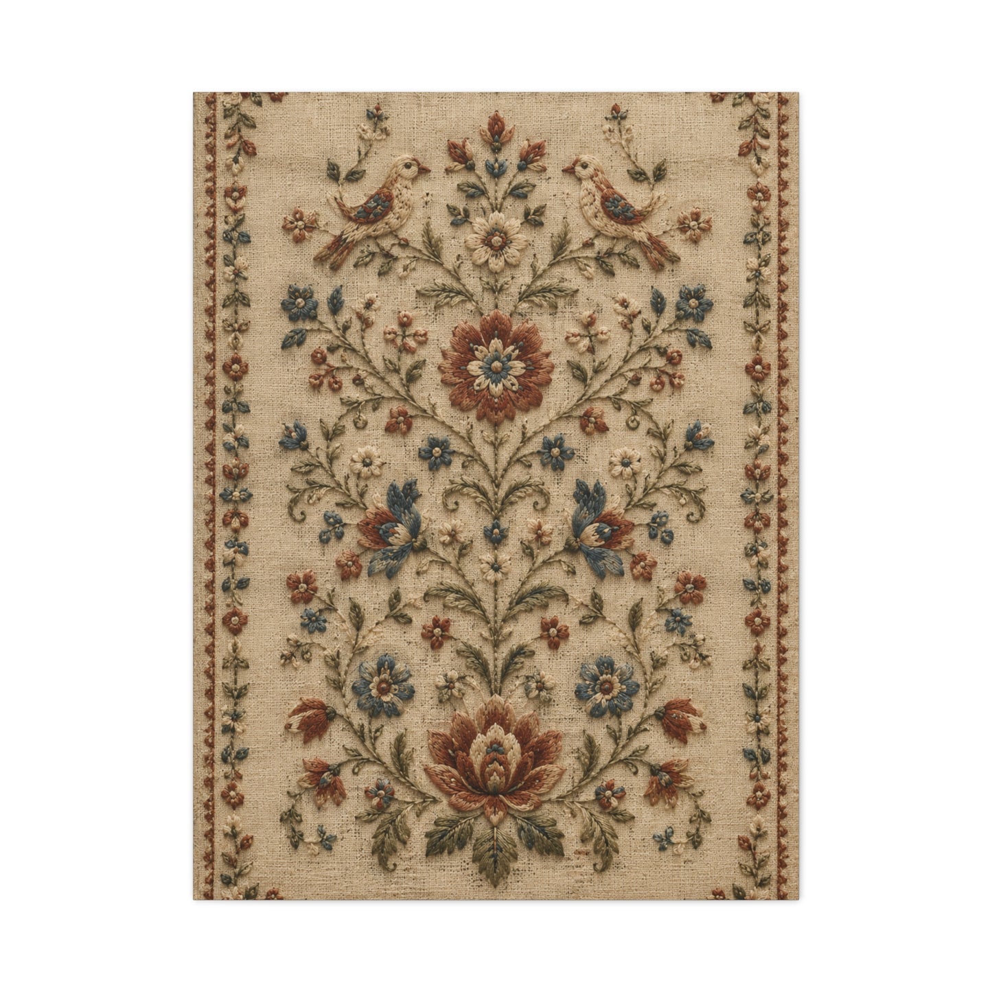 Antique Floral Embroidery Garden Panel Wall Art & Canvas Print
