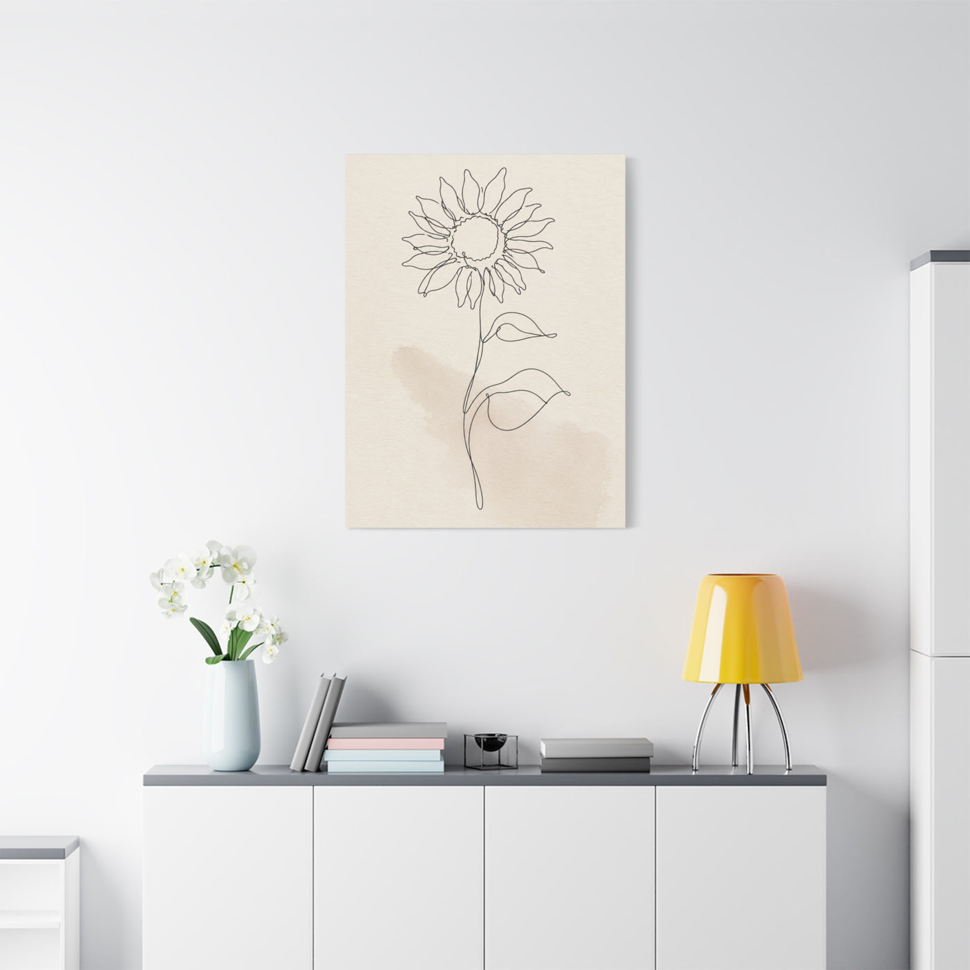 Minimal Line Art Sunflower Wall Art & Canvas Print