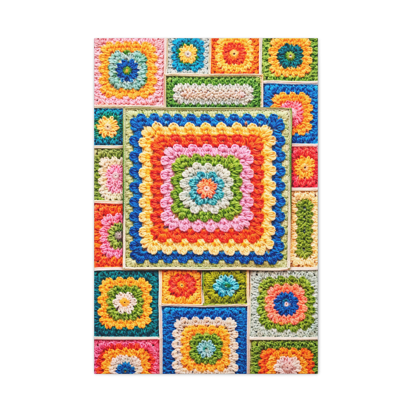 Granny-Square Concentric Abstraction Wall Art & Canvas Print