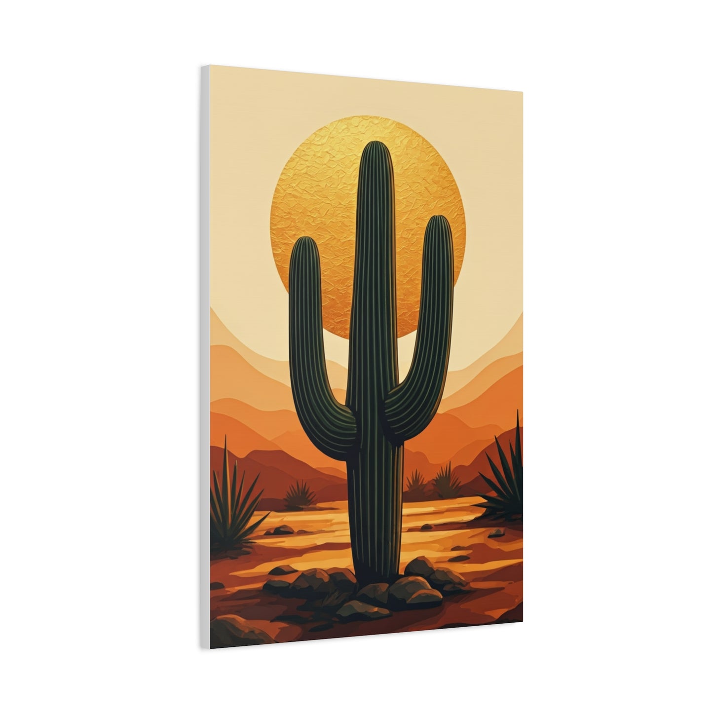 Golden Sun Desert Saguaro Landscape Wall Art & Canvas Prints