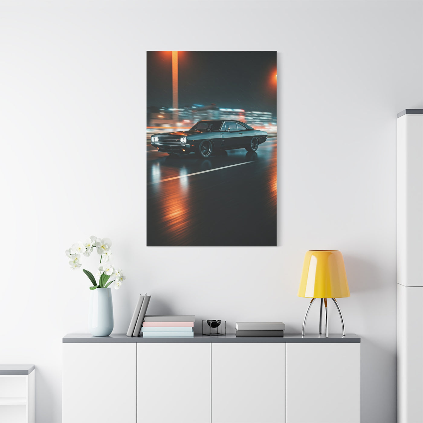 1968 Dodge Charger R/T Triple Black Night Cruise Wall Art & Canvas Prints