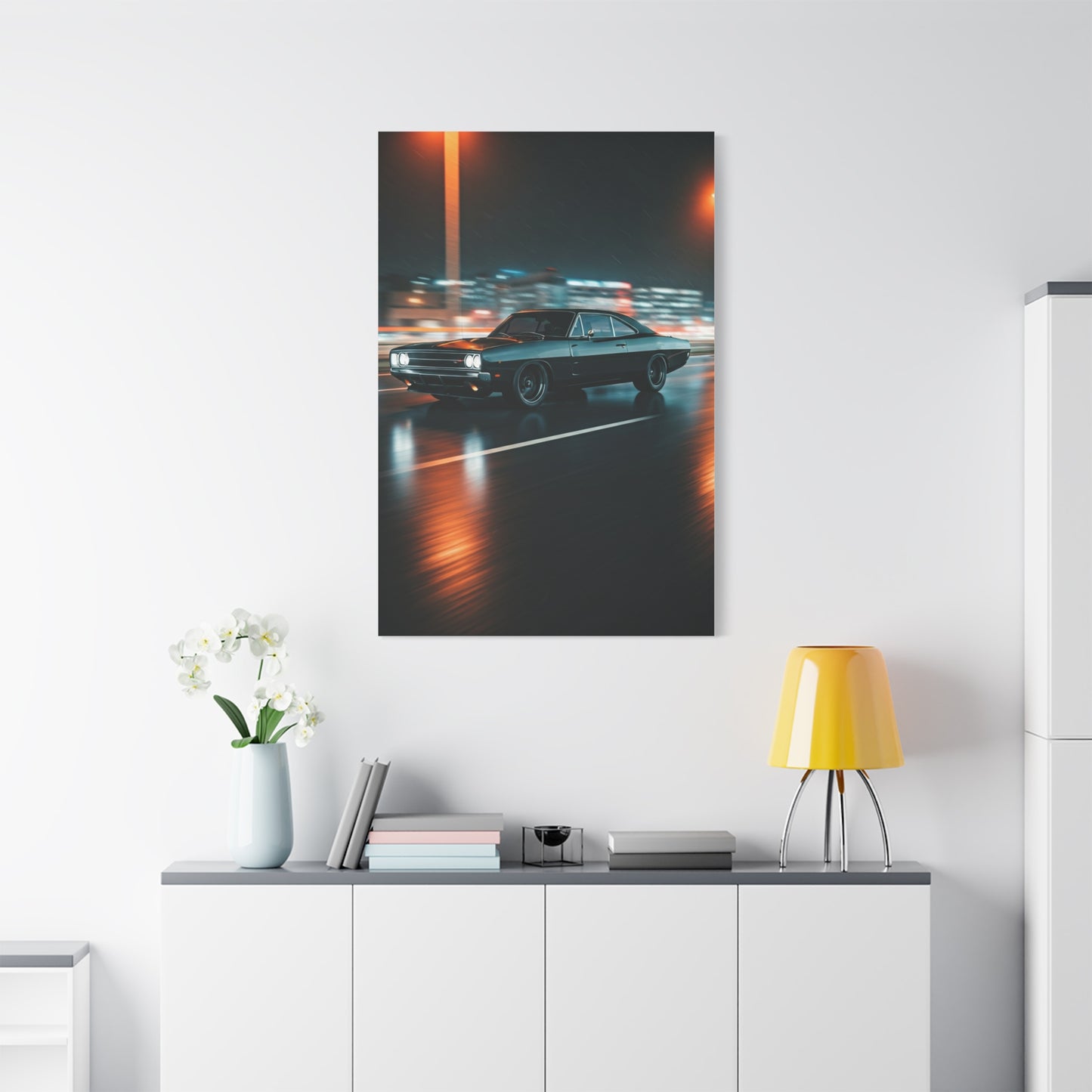 1968 Dodge Charger R/T Triple Black Night Cruise Wall Art & Canvas Prints