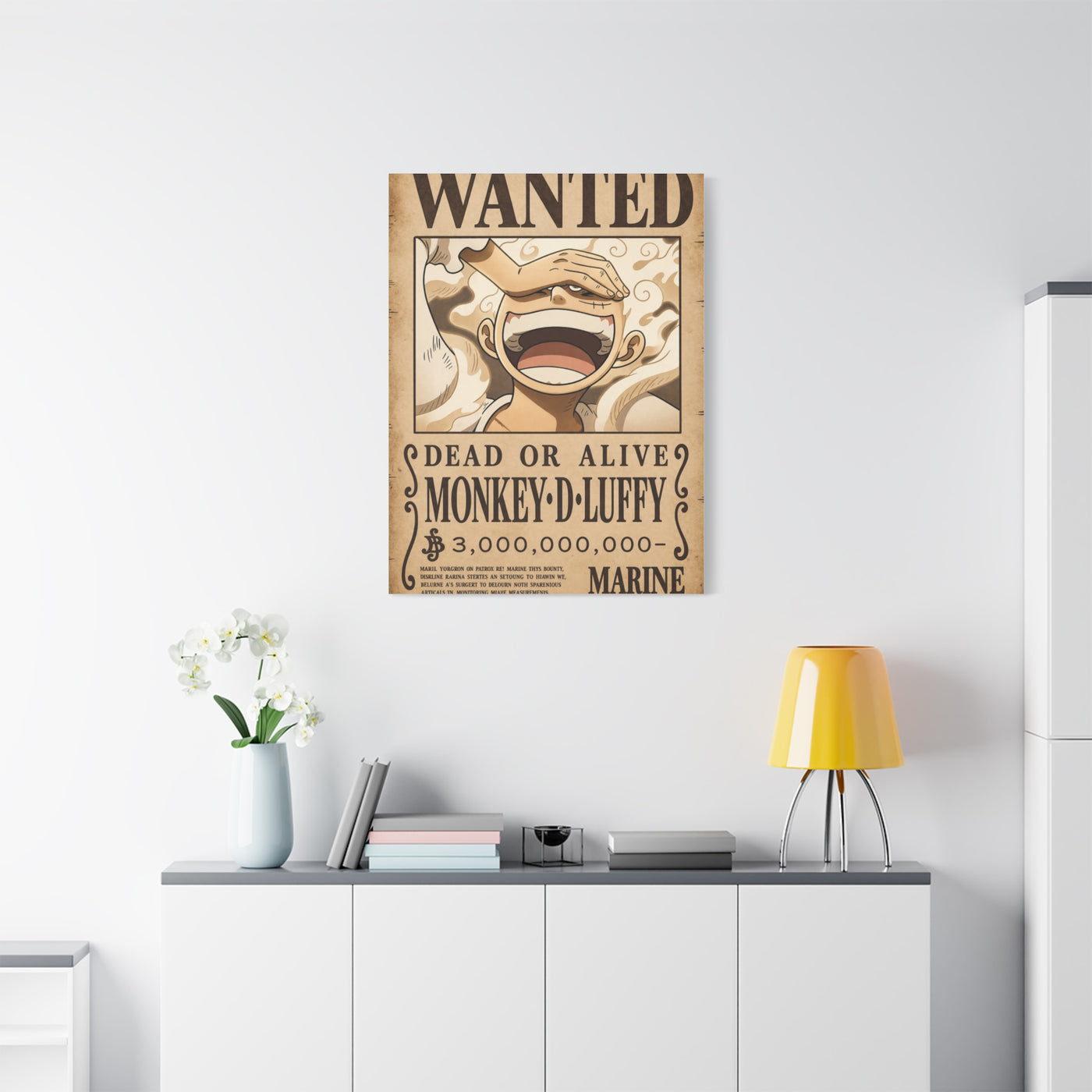 One Piece Monkey D. Luffy Gear 5 Wanted Poster Wall Art & Canvas Print