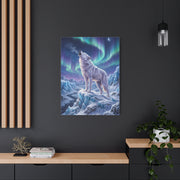 Arctic Wolf Aurora Borealis Scene Wall Art & Canvas Print