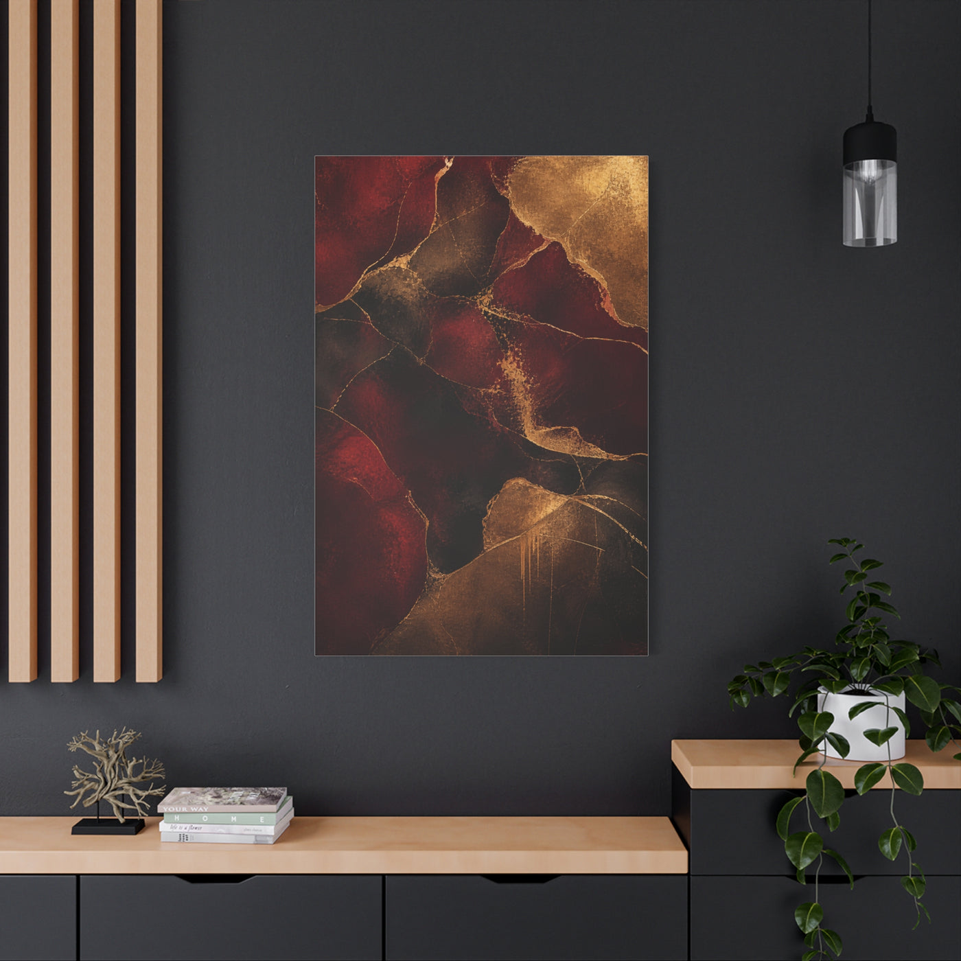 Oxblood and Gold Luxury Abstract Wall Art & Canvas Print
