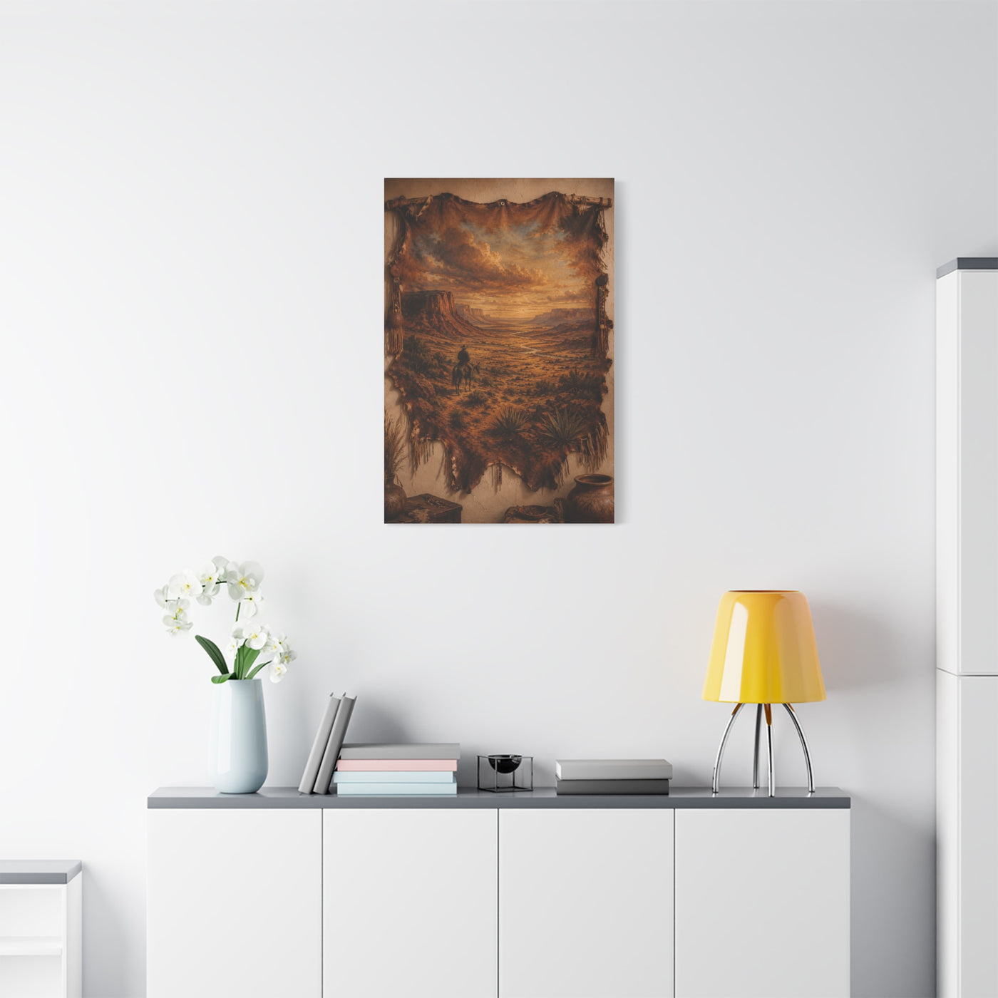 Leather Hide Desert Panorama Southwest Wall Art & Canvas Print