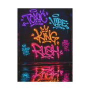 Neon Typography Hustle Street Wall Art & Canvas Print
