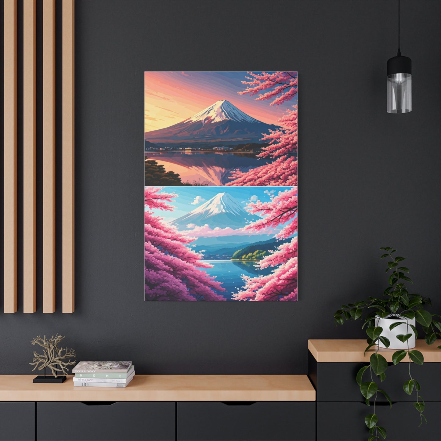 Mount Fuji Sakura Reflection Landscape Wall Art & Canvas Prints