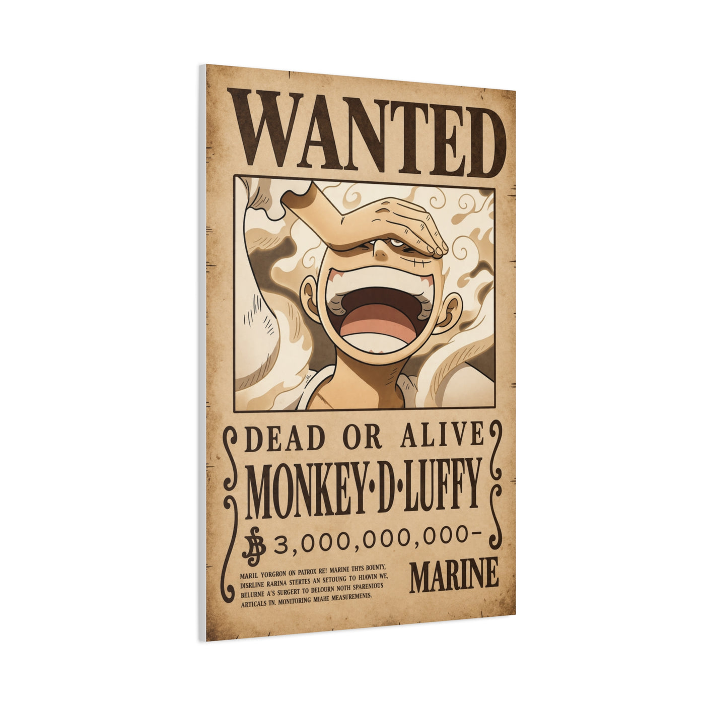 One Piece Monkey D. Luffy Gear 5 Wanted Poster Wall Art & Canvas Print