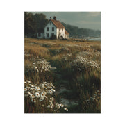 White Farmhouse Wildflower Meadow Wall Art & Canvas Print