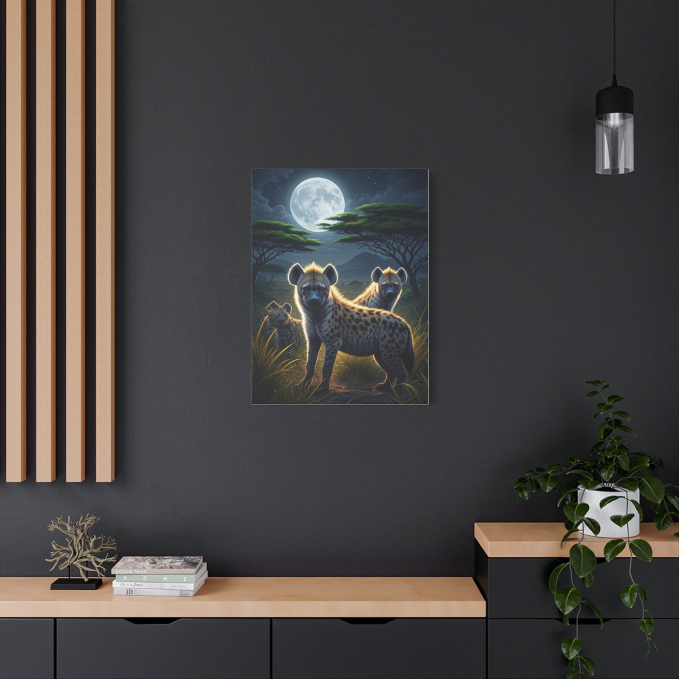 Moonlit Hyena Guardians Wall Art & Canvas Prints