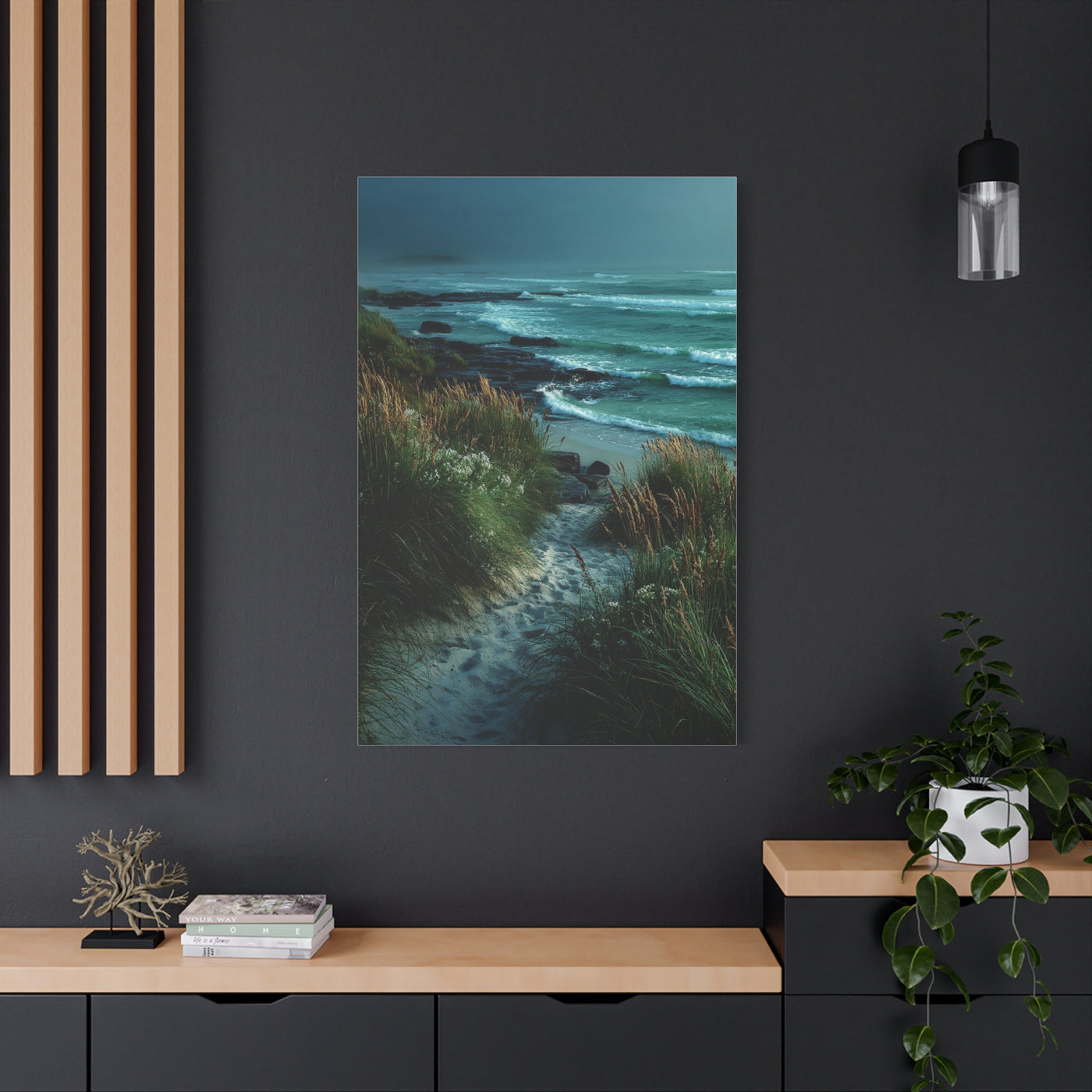 Green Coastal Dune Path Serenity Wall Art & Canvas Print