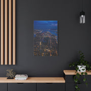 Aerial Manhattan Night Grid Wall Art & Canvas Print