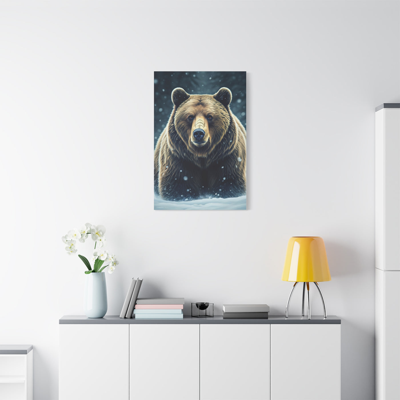 Winter Storm Grizzly Bear Portrait Wall Art & Canvas Prints