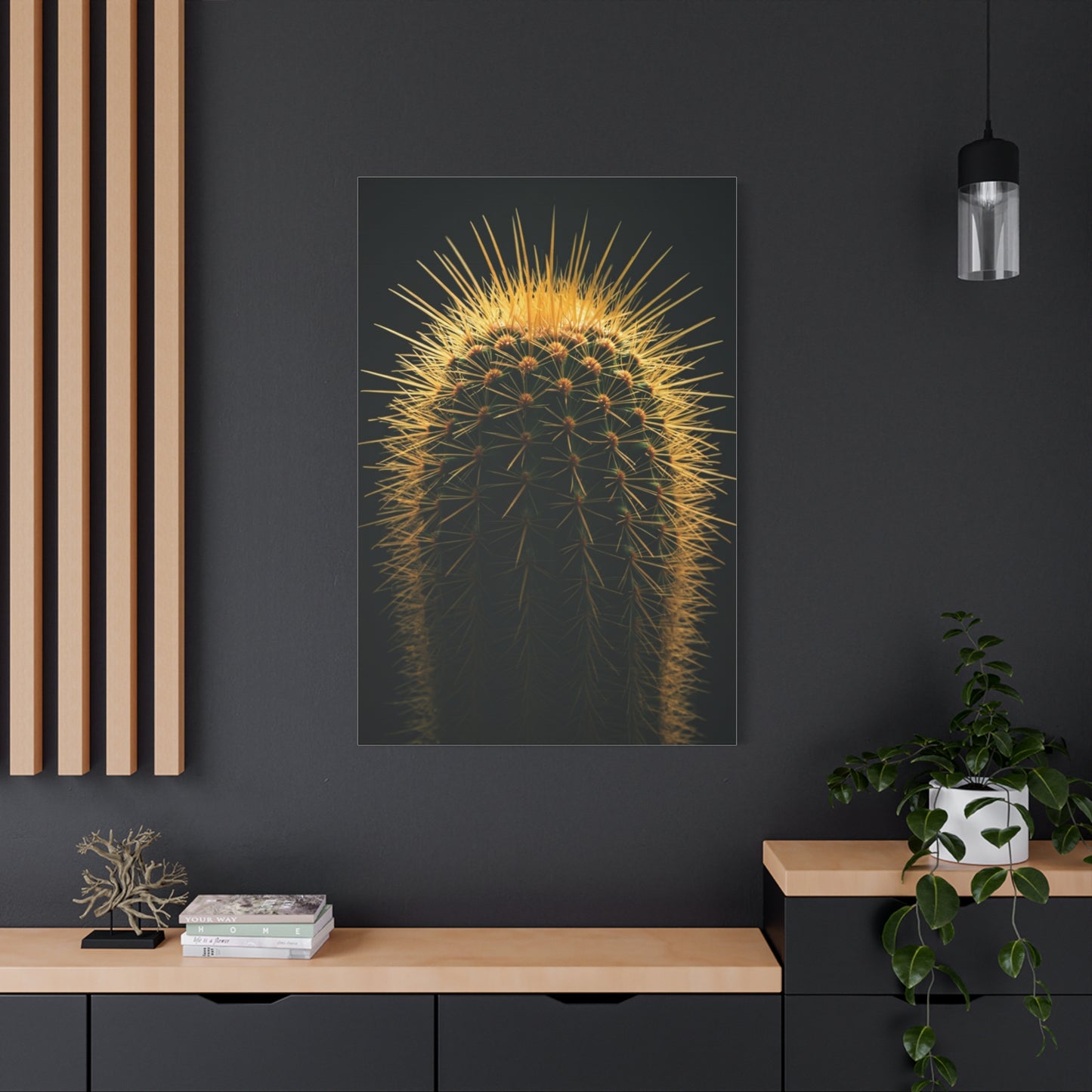 Golden Halo Cactus Sculpture Wall Art & Canvas Prints
