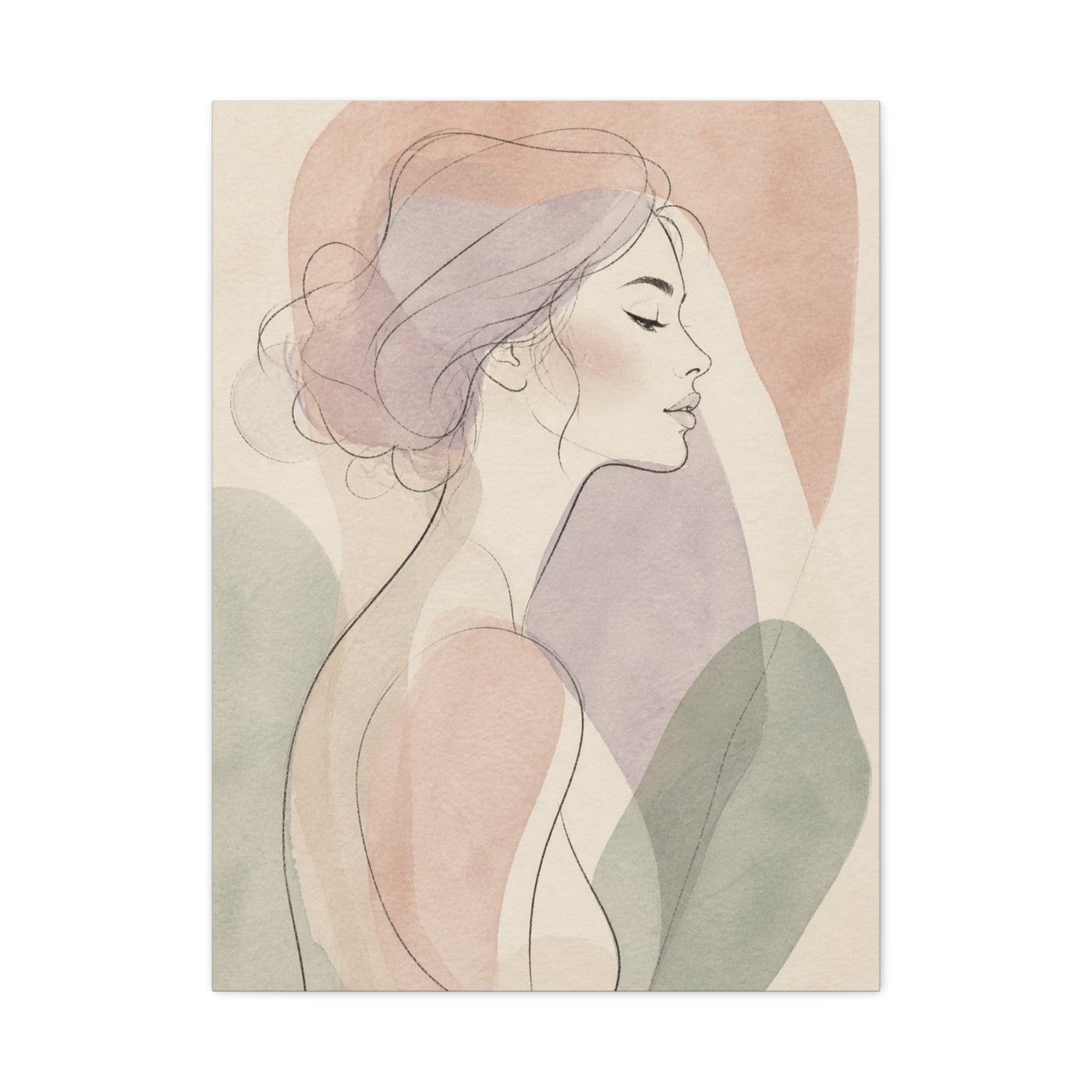 Soft Contour Feminine Portrait Wall Art & Canvas Print