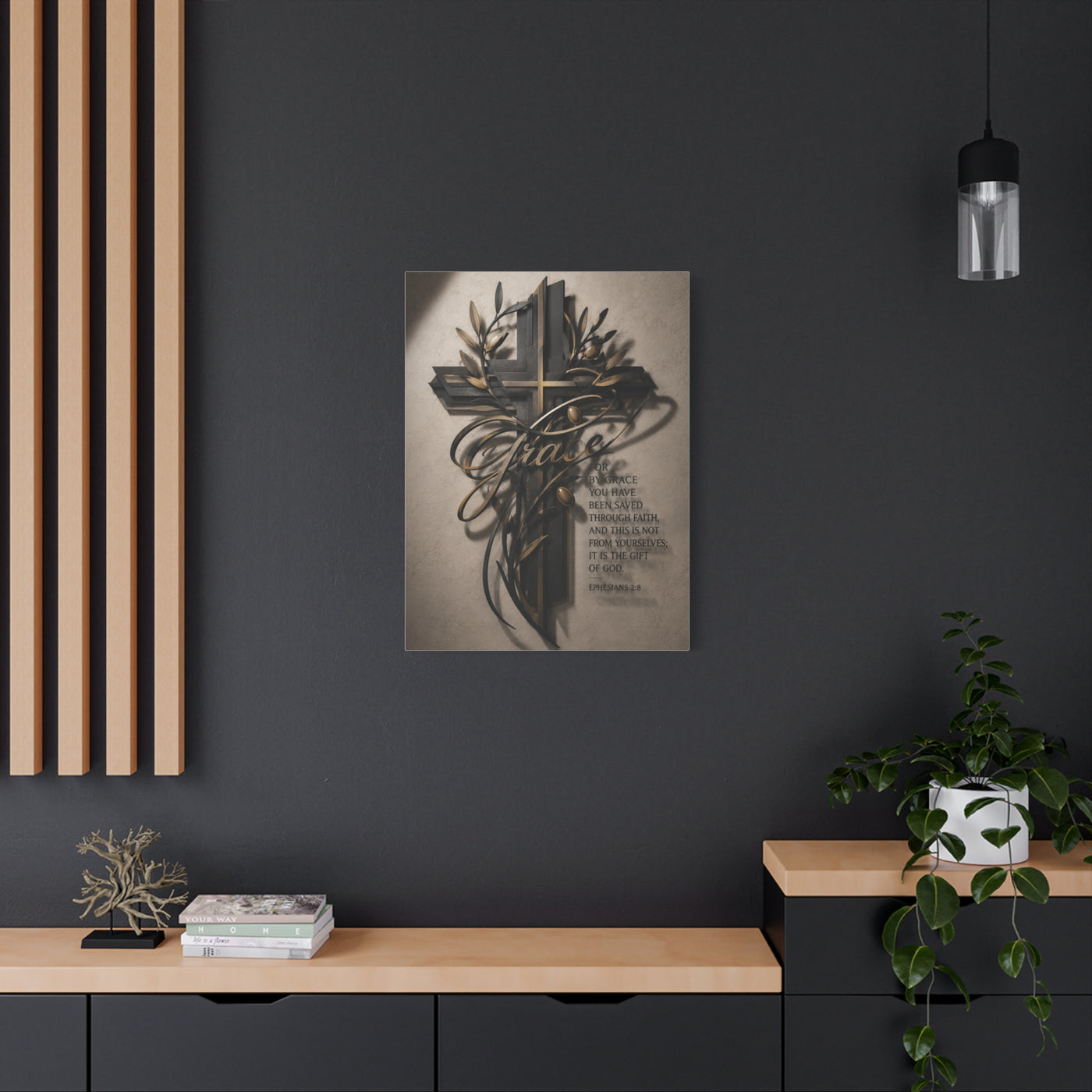 Grace Cross Metal Scripture Wall Art & Canvas Print