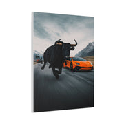 Charging Bull vs Lamborghini Aventador Power Duel Wall Art & Canvas Print