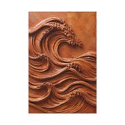 Terracotta Clay Wave Sculpture Panel Wall Art & Canvas Print