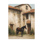 Rustic Courtyard Horse Scene Wall Art & Canvas Print