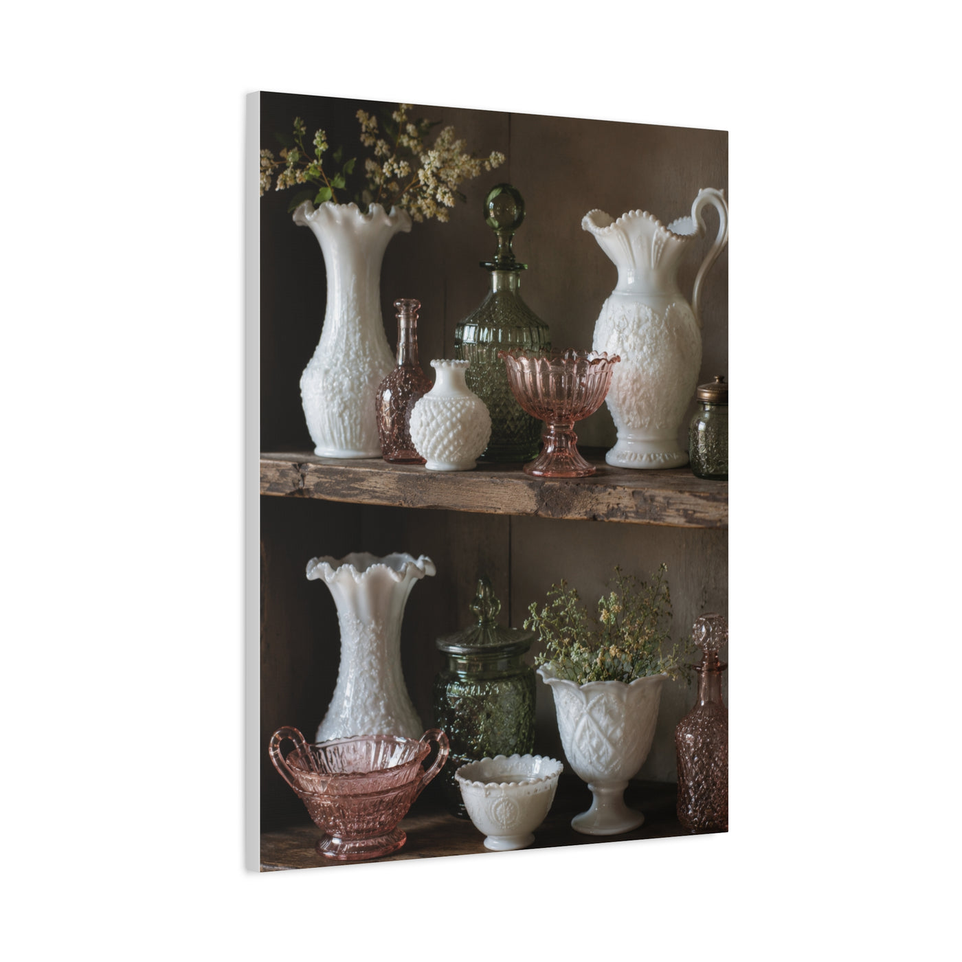 Antique Glassware Still Life Shelf Display Wall Art & Canvas Print