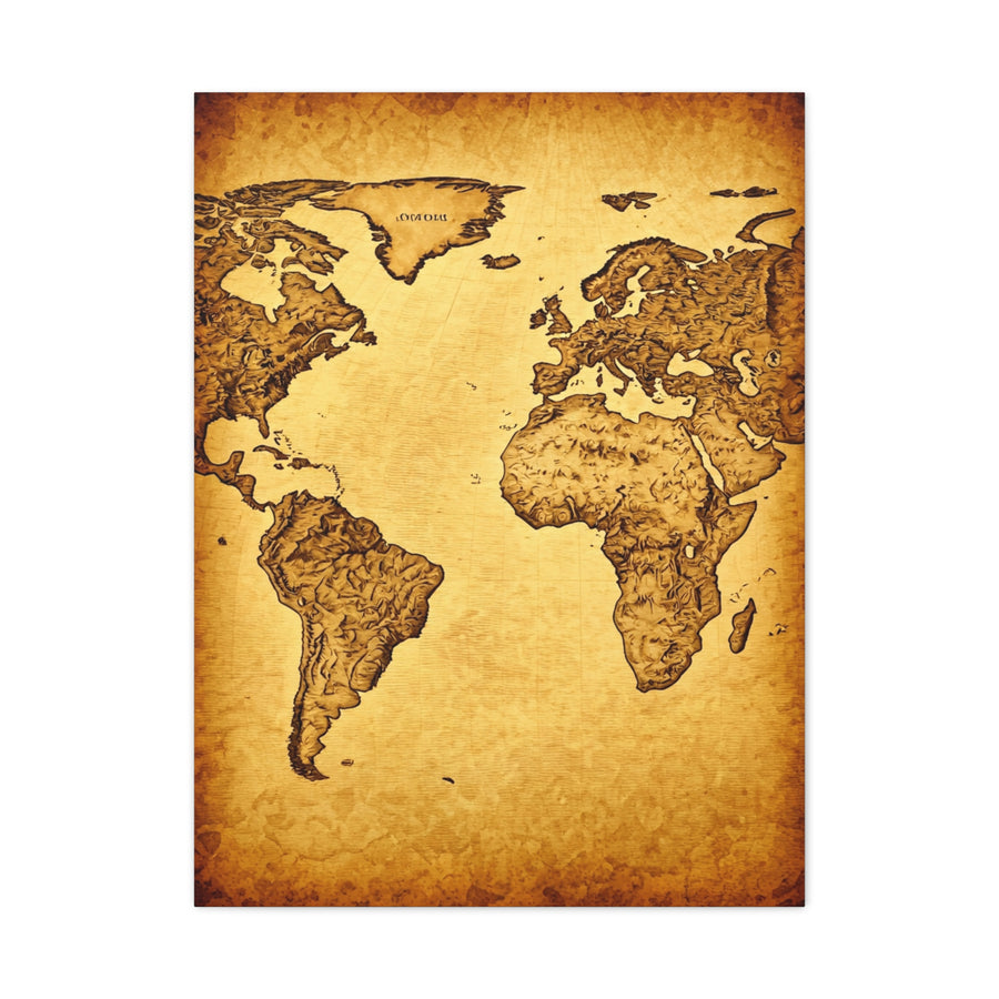 Vintage Portrait Sketch Map Background Wall Art & Canvas Print