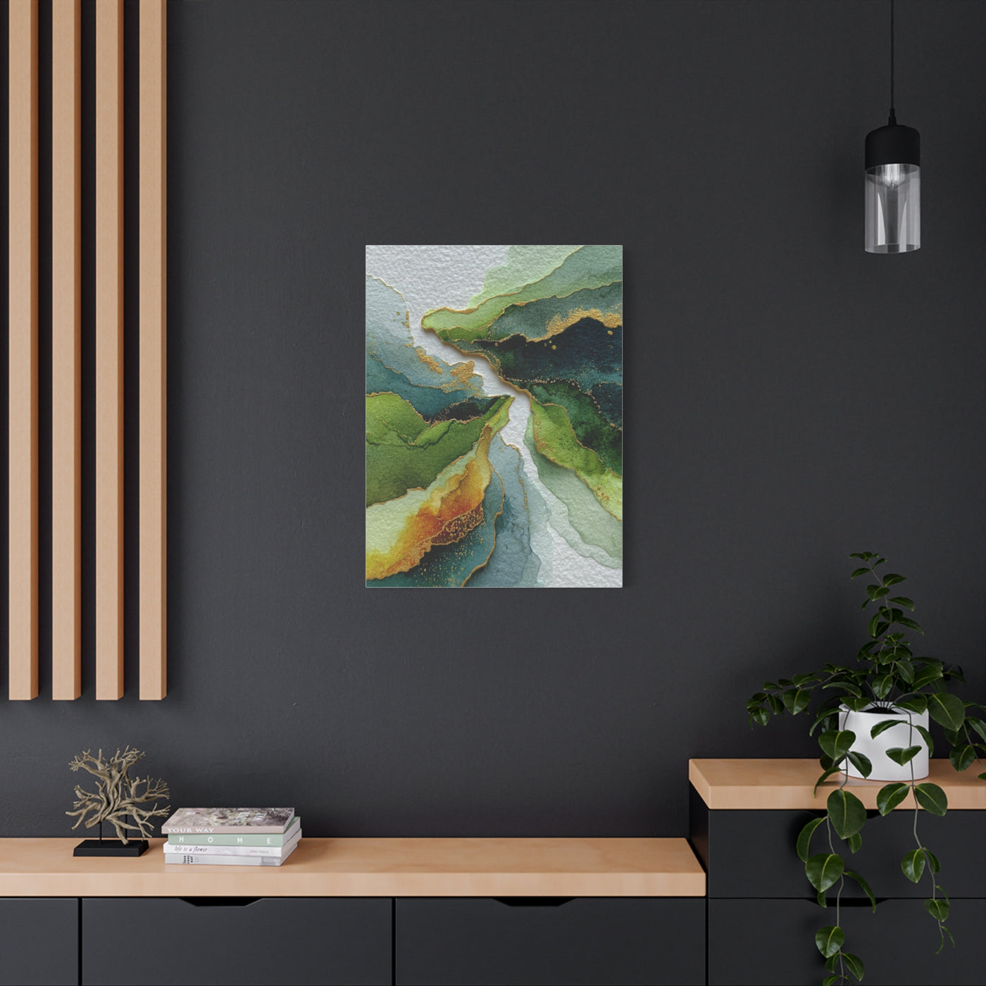 Green Sage and Gold Organic Abstract Wall Art & Canvas Print