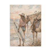 Surf Cowgirl Beach Horizon Scene Wall Art & Canvas Print