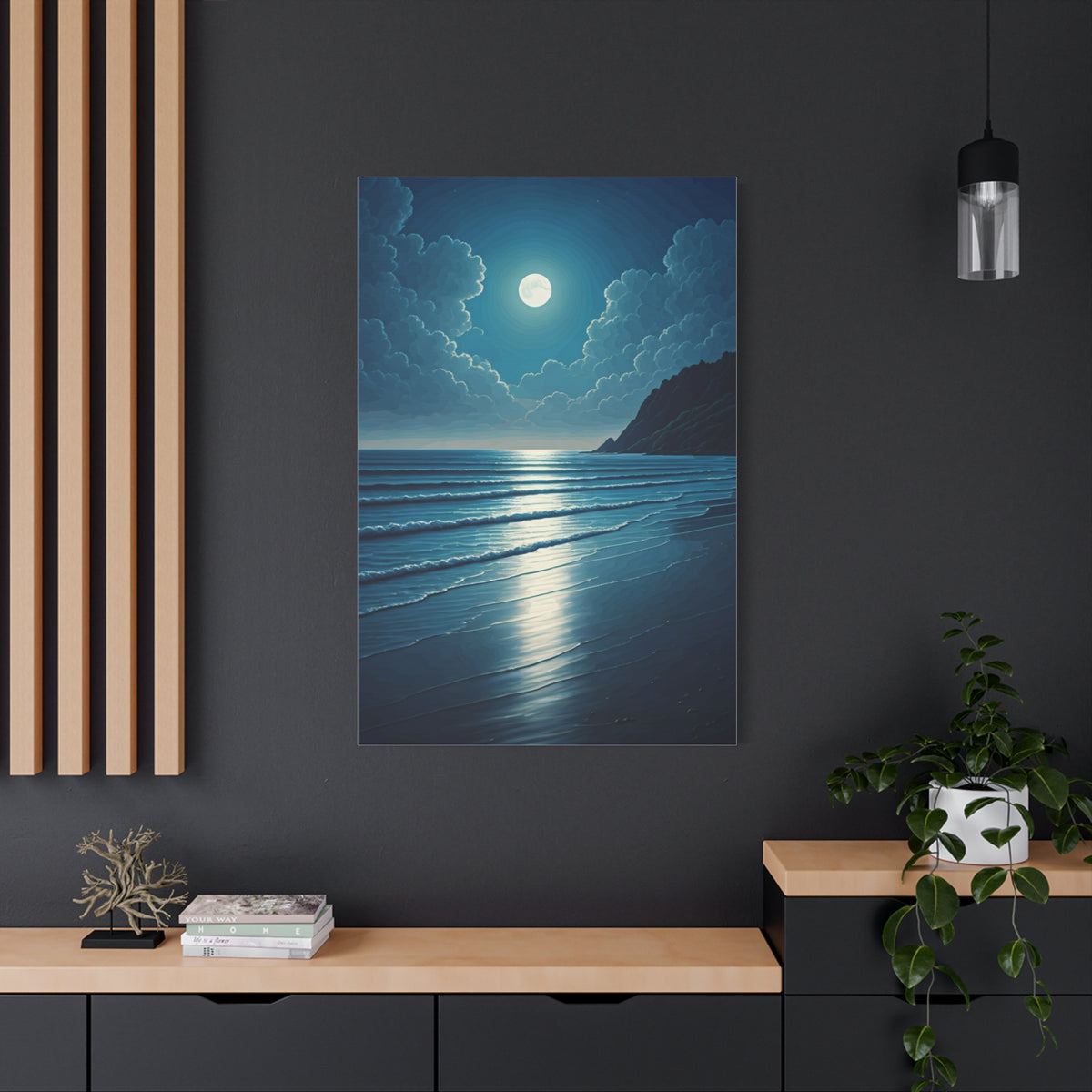 Moonlit Ocean Horizon Night Wall Art & Canvas Prints