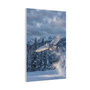 Snowy Owl Mountain Flight Wall Art & Canvas Print
