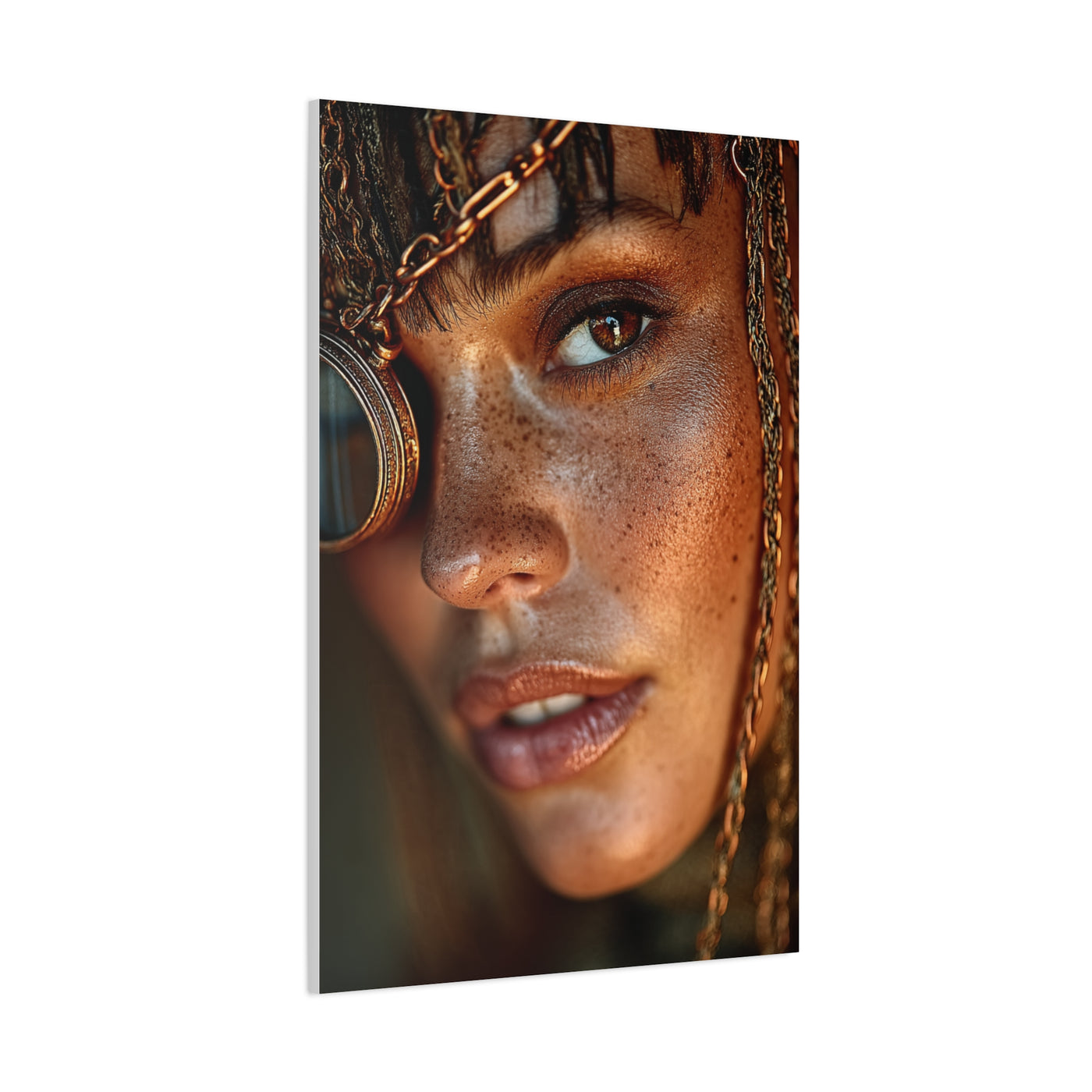 Copper Monocle Freckled Portrait Wall Art & Canvas Print