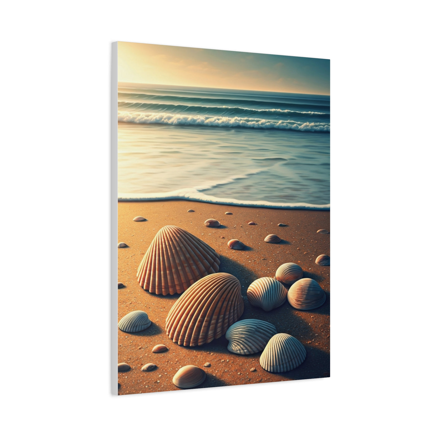 Seashell Collection on Warm Coastal Sand Wall Art & Canvas Prints