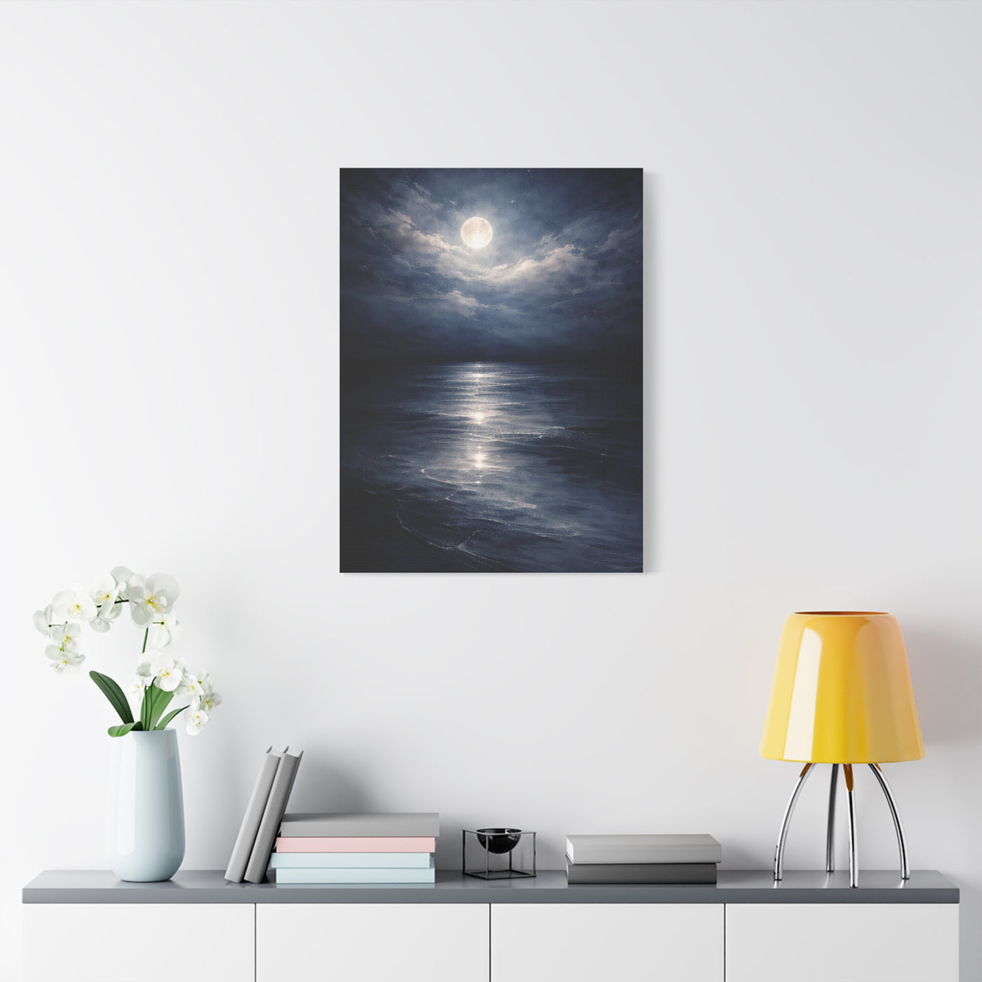 Moonlit Ocean Horizon Wall Art & Canvas Print
