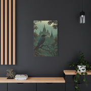 Raven Before Gothic Castle Wall Art & Canvas Print
