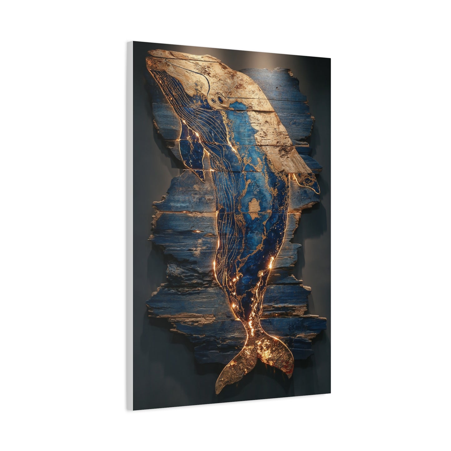 Driftwood Whale Coastal Sculpture Wall Art & Canvas Print