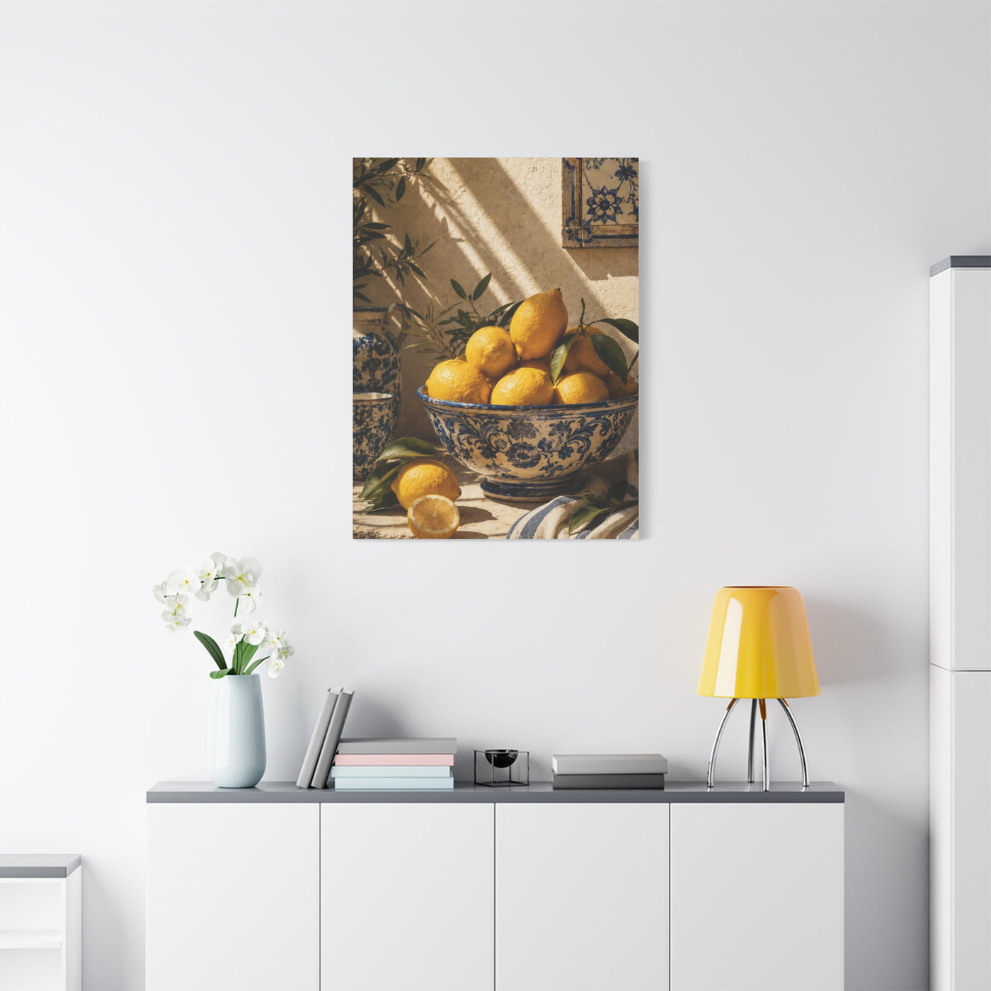 Mediterranean Lemon Still Life Ceramic Bowl Wall Art & Canvas Print