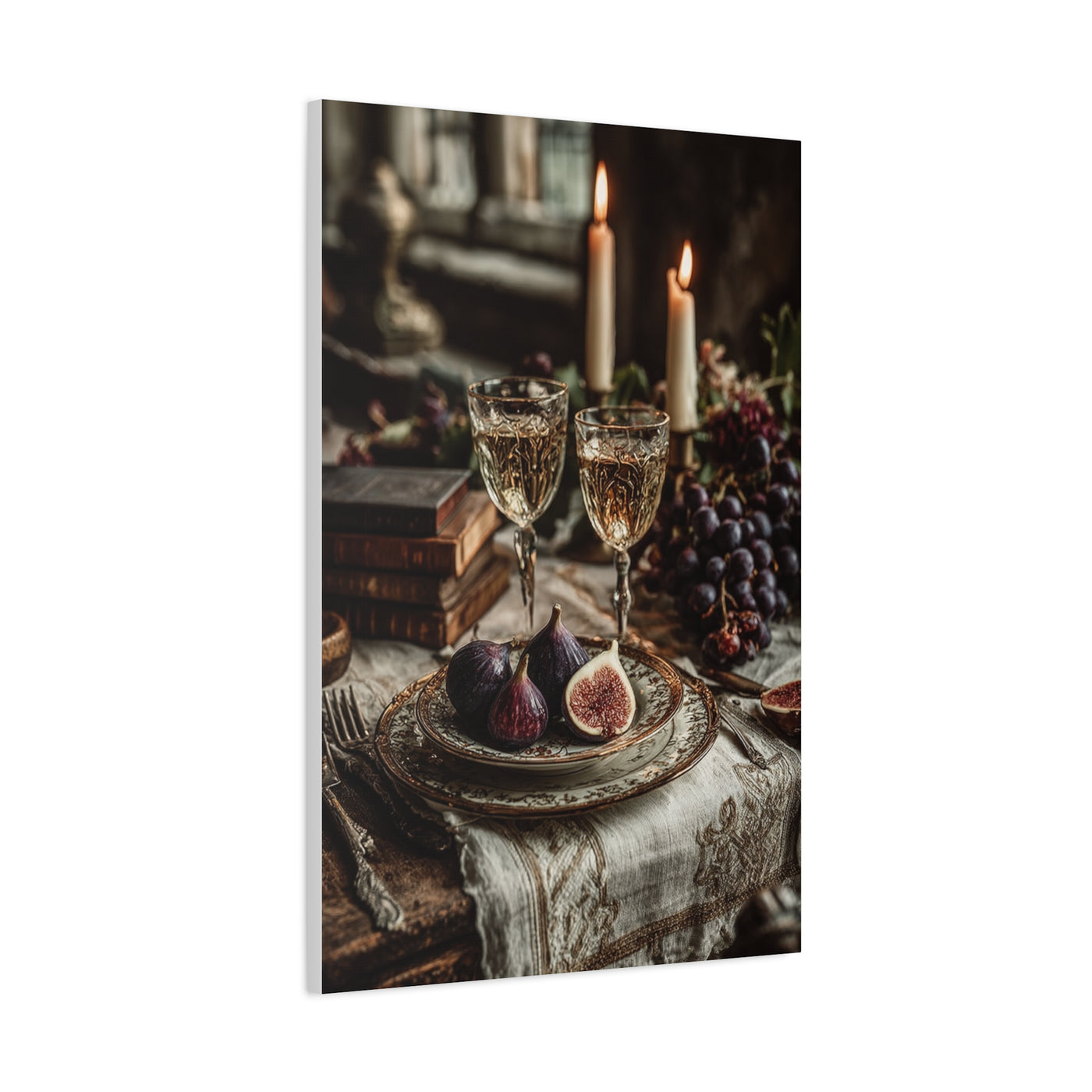 After-Dinner Wine and Fig Table Wall Art & Canvas Print
