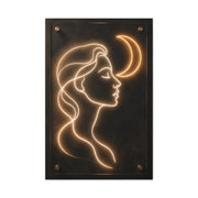 Neon Crescent Muse Line Art Wall Art & Canvas Print