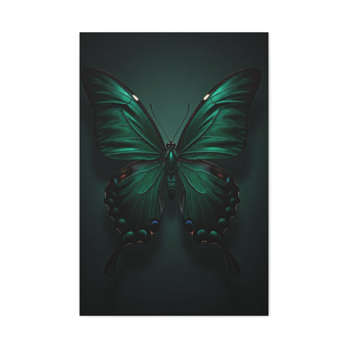 Symmetrical Emerald Butterfly Portrait Wall Art & Canvas Prints