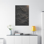 Matte Black Sculptural Ocean Motion Wall Art & Canvas Print